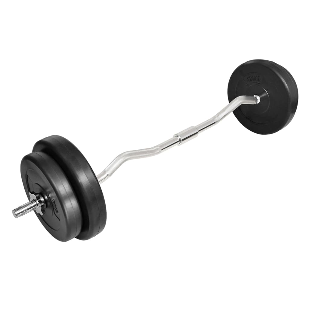 Hantelset mit Curlstange und Gewichtsscheiben